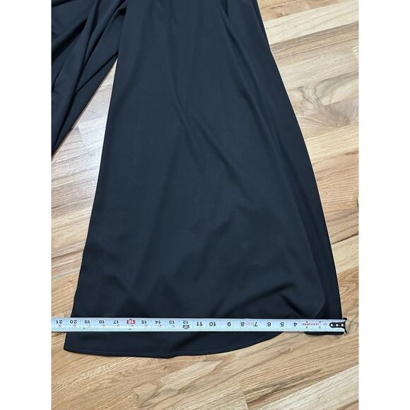 Lilli Diamond Vintage Maxi Jumpsuit Palazzo Wide Leg High Leg Slit Black Sz 10 - Picture 11 of 13